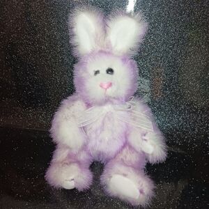 Vintage Purple & White Bunny Plushie with Iridescent Hairs.